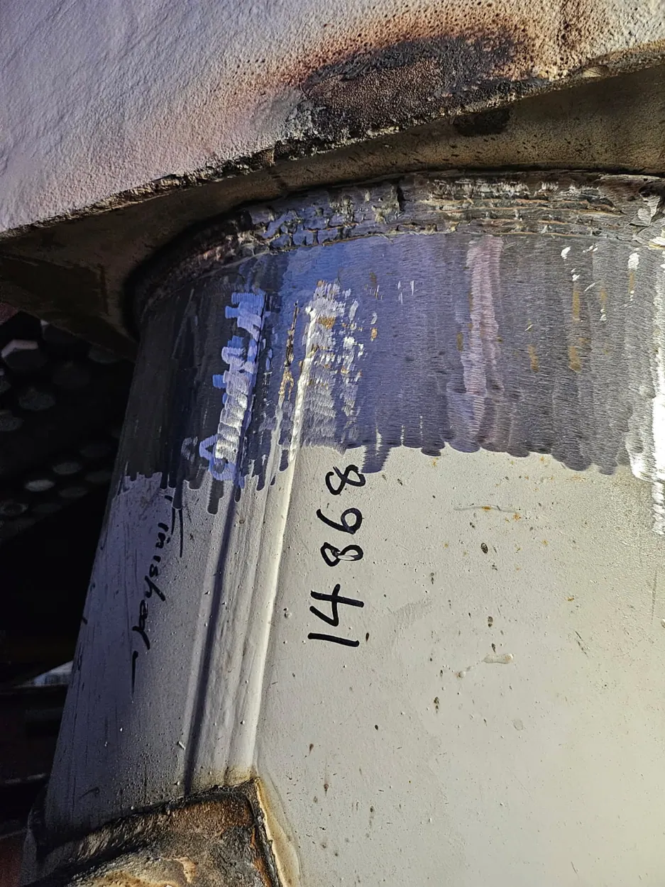 Multi-pass weld on a large steel column